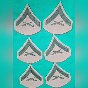 Vintage USMC Marine Corporal Crossed Rifles Khaki‎ Green Chevron Patch Lot Of 6